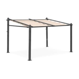 Pergola murale en aluminium et toile coulissante 3x4m beige