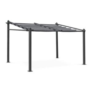 Pergola murale en aluminium et toile coulissante 3x4m gris