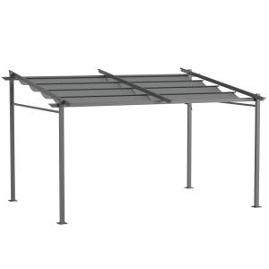 Pergola rétractable 3,97L x 2,95l m aluminium acier polyest…