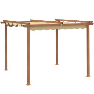 Pergola rétractable 3L x 3l m aluminium effet bois polyeste…