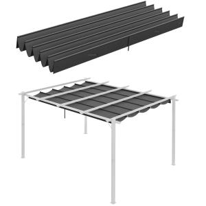Pergola tonnelle rétractable 4x3 polyester gris foncé
