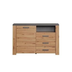Petit buffet 1 porte, 3 tiroirs et 1 niche L127 cm - Effet…