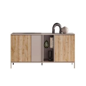 Petit buffet 3 portes et 1 niche L160 cm - Taupe