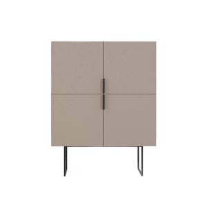 Petit buffet 4 portes couleur moka et pieds en métal - L100…