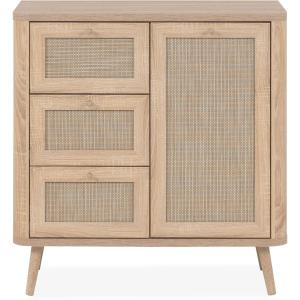 Petit buffet cannage et effet bois naturel 81 cm