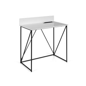 Petit bureau minimaliste en bois et métal blanc