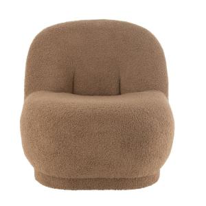 Petit fauteuil en tissu bouclé marron