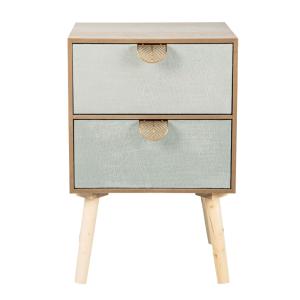 Petit meuble de rangement 2 tiroirs en velours et métal