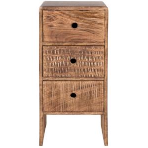 Petit meuble de rangement 3 tiroirs en manguier gravé