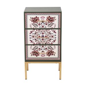 Petit meuble de rangement 3 tiroirs imprimés multicolores
