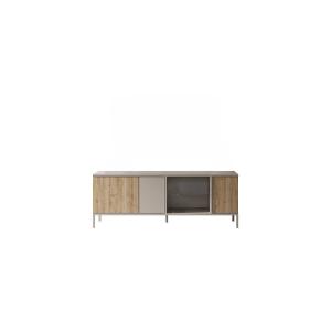 Petit meuble TV 3 portes et 1 niche L160 cm - Taupe