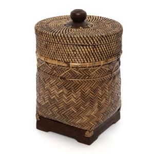 Petit panier de rangement en rotin brun