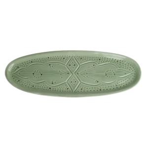 Petit plateau oval à tapas en céramique mint