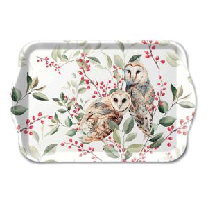 Petit plateau rectangulaire couple de chouettes