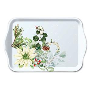 Petit plateau rectangulaire poinsettias blancs