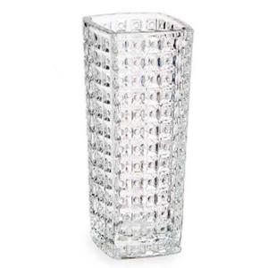 Petit vase carré en verre transparent points - 6.4x6.4x15cm