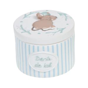 Petite boîte à dents de lait souris blanc à rayures bleues…