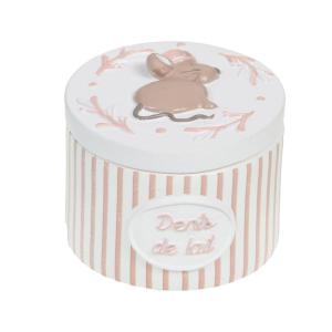 Petite boîte à dents de lait souris - blanc à rayures roses…
