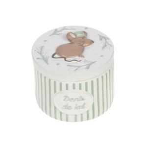 Petite boîte à dents de lait souris - blanc à rayures verte…
