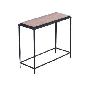 Petite console en verre fumé et métal noir