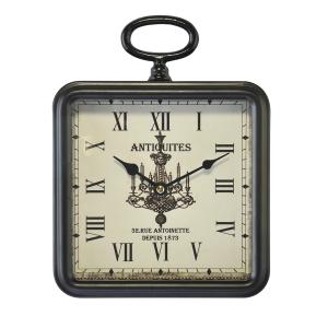 Petite horloge carrée métal noir 20x26cm