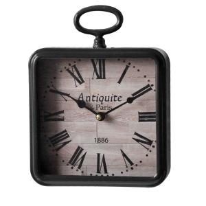 Petite horloge carrée métal noir 26x20cm