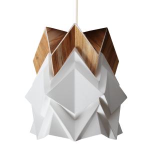 Petite suspension origami design en papier et ecowood