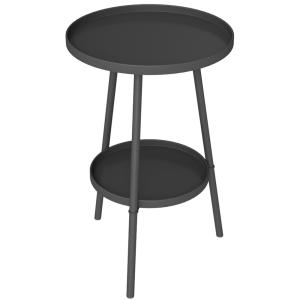 Petite table d'appoint ronde à 2 niveaux métal noir