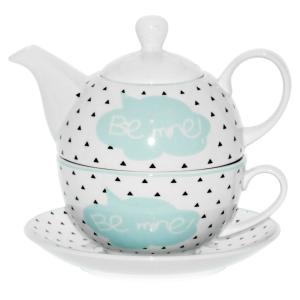 Petite théière égoïste en porcelaine blanche et bleue 0.25…