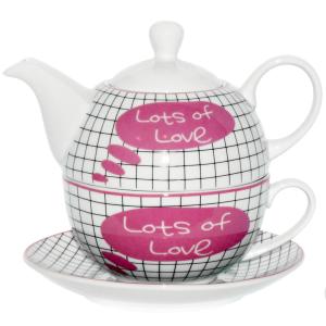 Petite théière égoïste en porcelaine blanche et rose 0.25 l…