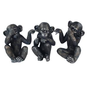 Petites statuettes singes en résine - Lot de 3