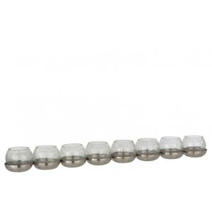 Photophore 8 boules craquelé verre/acier inoxydable argent