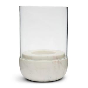 Photophore, blanc, verre et marbre