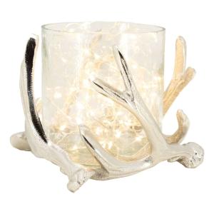 Photophore bois de cerf en aluminium diamètre 16cm