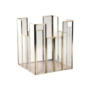 Photophore carré en laiton et verre 19x19cm