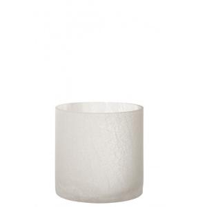 Photophore cylindrique verre givré blanc H15cm
