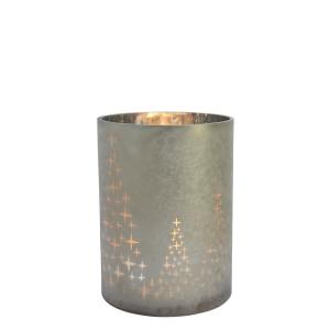 Photophore de noël  décoratif en verre dépoli gris et or pâ…