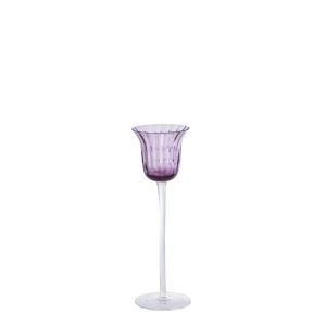 Photophore décoratif en verre soufflé mauve H25