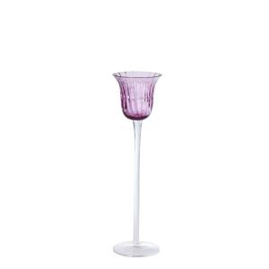 Photophore décoratif en verre soufflé mauve H30