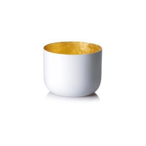 Photophore en aluminium blanc/or 7.5 cm - Lot de 6