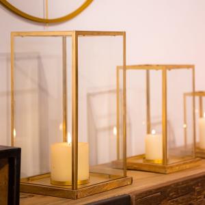 Photophore en métal et verre 20x11 cm