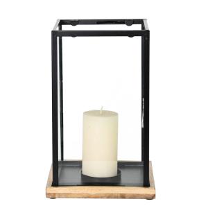 Photophore en métal et verre 30x18 cm