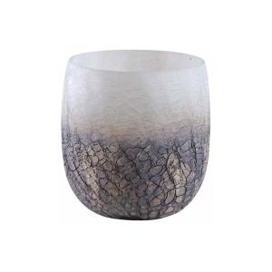 Photophore en verre givré doré et blanc 15 cm