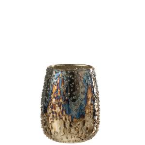 Photophore en verre multicouleur 12.5x12.5x16 cm