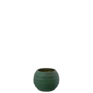 Photophore irrégulier rayé en verre vert 12x12x9cm