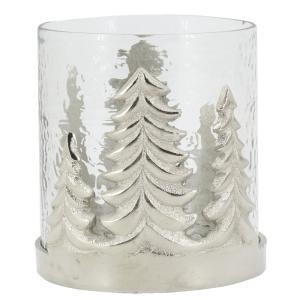 Photophore sapin en verre et aluminium moyen modèle