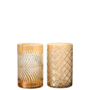 Photophores verre or H20cm - Lot de 2