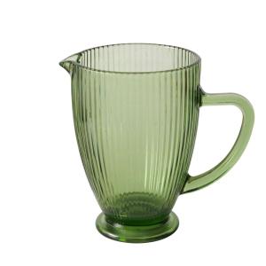 Pichet à eau ou jus de fruit en verre strié vert 1L
