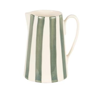 Pichet en faïence blanche et verte 1,8L