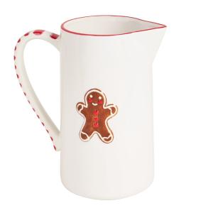 Pichet en grès blanc, marron et rouge 1,7L